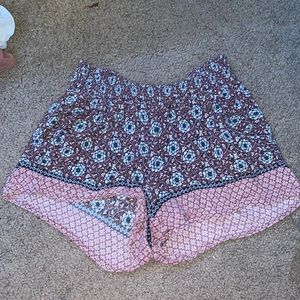 pink soft shorts with white flowers